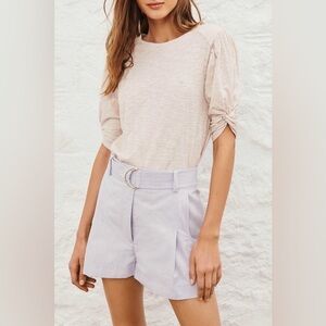 ba&sh Cimba Puff Sleeve T-Shirt Mauve‎ Pale Pink size 2 Made In Portugal
